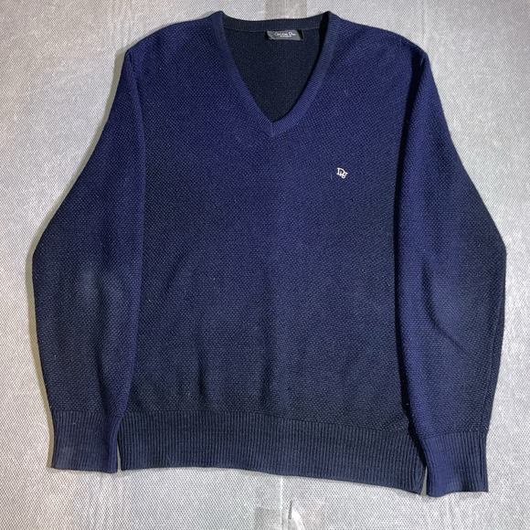 Christian Dior Monsieur Sweater Mens Medium? V-Neck Long Sleeve Paris NYC Blue - Picture 1 of 11